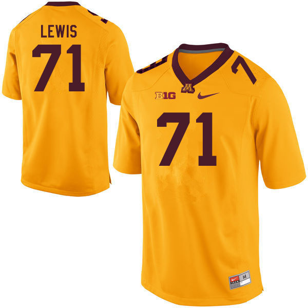 Men #71 Martes Lewis Minnesota Golden Gophers College Football Jerseys Sale-Gold - Click Image to Close